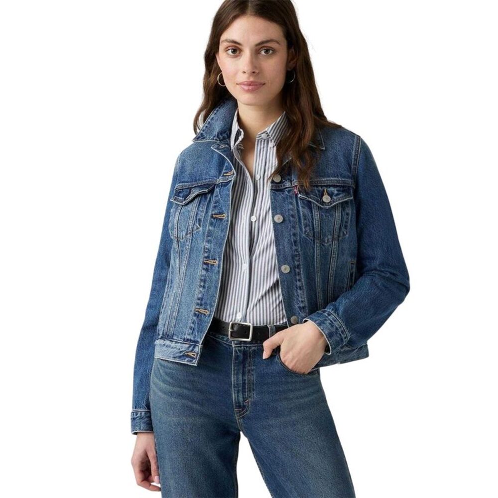 Levis Womens/Ladies Plain Denim Long-Sleeved Trucker Jacket / Blue